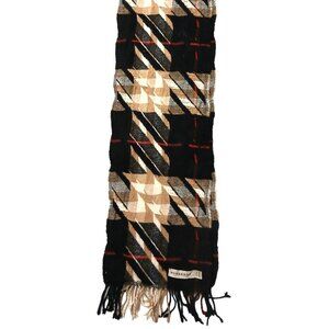 RARE Burberry Vintage Black Tan Multi-Color Asymmetric Plaid Luxury Scarf